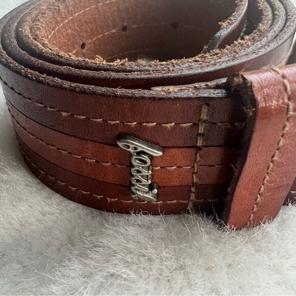 Men’s Fossil Brown Leather Belt Sz L 42.5” - Picture 13 of 13